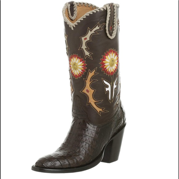 Rare Frye boots crocodile cowboy boots NWT size 7 - Picture 2 of 15